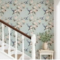 thumbnail image 2 of S4Sassy Removable Nature-Inspired Waterproof Wall Wrap, Plain Finish Wallcover, Bird & Flower Contact Paper For Walls, Cabinets, Dresser, Self Adhesive Vinyl Wallpaper Roll - Blue (25"X360"), 2 of 9
