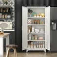 thumbnail image 6 of Polup White 75" H Modern Kitchen Cabinet with Doors and Adjustable Shelves, 6 of 10