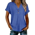 thumbnail image 1 of Abcnature Haut à Boutons à Col en V pour Femmes, Blouse Texturée à Manches Courtes, Chemise Décontractée Unie pour Dames, 1 of 1