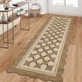thumbnail image 2 of HIWEAVER Camel 2' x 6' Scalloped-edge Easy Jute Runner Rug for Bathroom Modern Bordered Plaid Indoor Outdoor Neutral Carpet for Patios Non Slip Washable Throw Kitchen Mat for Home Decor, 2 of 6