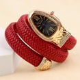 thumbnail image 1 of Reloj de serpiente de moda, creativo y distintivo, reloj de cuarzo para mujer, pulsera con correa de cuero con incrustaciones de diamantes, 1 of 6