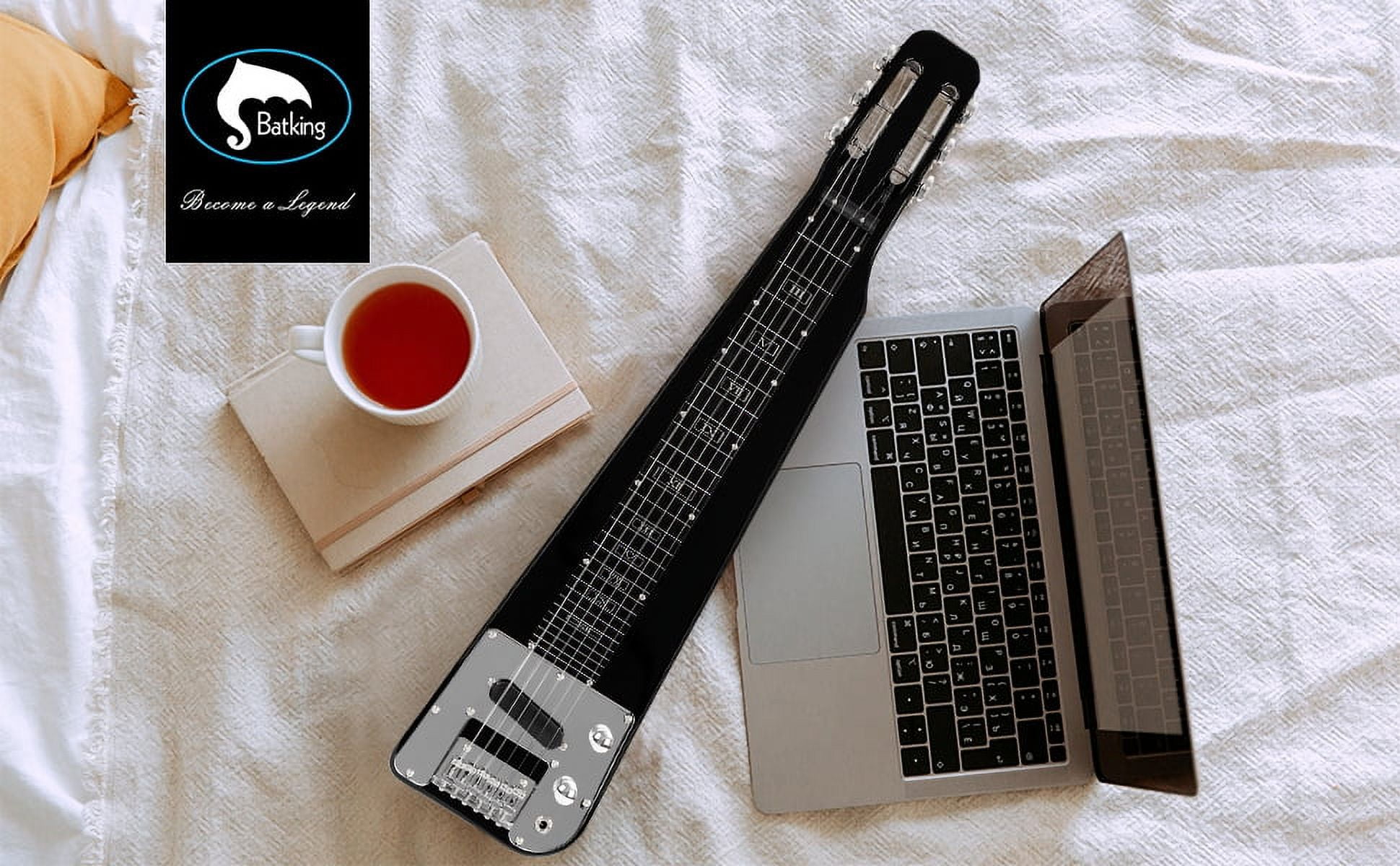 Batking Lap Steel Guitar Slide Slotted Headstock 6-String Black 29 Inch Steel Guitar