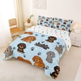 thumbnail image 2 of Homewish Funny Dachshund Queen Comforter Set,Gray Paw Print Comforter Sets Queen,Light Blue Polka Dot Decor,Polkadot Reversible,3 Pieces,1 Comforter and 2 Pillowcases, 2 of 7