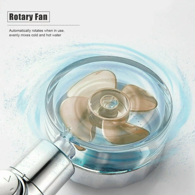 DEBGFS NEW Handheld Propeller Turbo Fan Hydro Jet Spinning Shower Head High Pressure,Gold