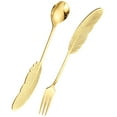 thumbnail image 4 of 2 cucharas y tenedores de acero inoxidable para servir cubiertos, utensilios de cocina, vajilla, 4 of 8