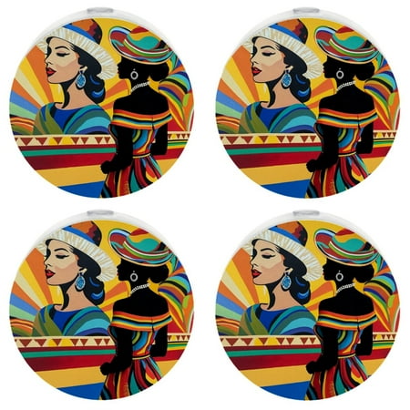 

Night Lights Plug Into Wall [4 Pack] Night Light for Kids LED Nightlight with Dusk to Dawn Sensor for Bathroom Decor Children Room African Woman Ethnic Vintage