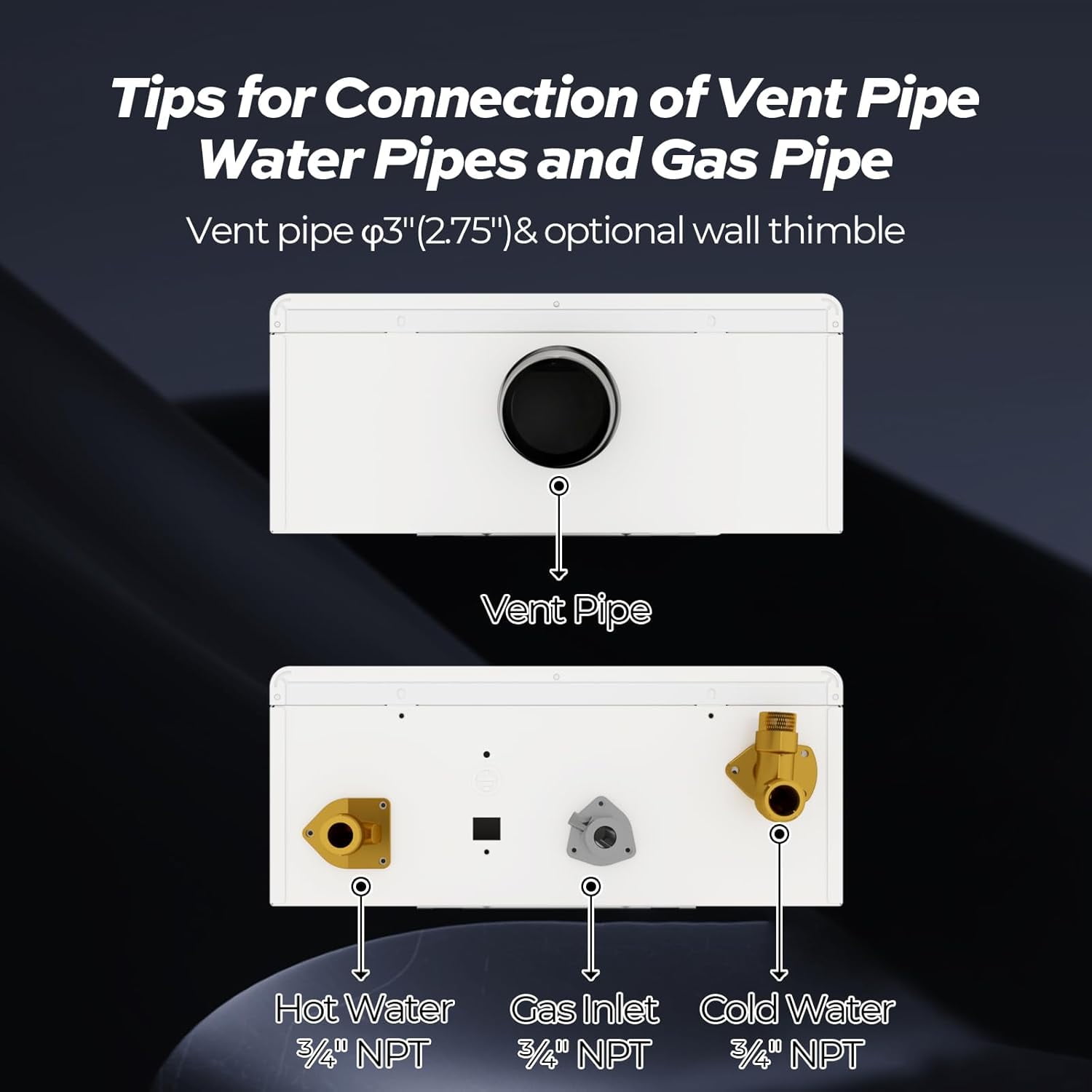 InstaGas Classic Propane Gas Tankless Water Heater 120,000 BTU, Up to 5.1 GPM Instant Hot Water Heater LP for 4 People, Indoor Installation, CSA Certified, White