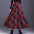thumbnail image 3 of Women's Lattice Skirt Warm Elastic Waist Wool A-Line Pleated Tartan Winter Long Skirts, 3 of 14