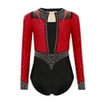 thumbnail image 3 of YiZYiF Girls Sparkly Rhythmic Gymnastics Leotards Long Sleeve Ballet Dance Figure Skating Bodysuit Burgundy 6, 3 of 7