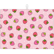 JUSIP Strawberry Pink Dish Drying Mat For Kitchen Counter XL, Microfiber Absorbent Dish Drainer Mat With Hanging Loop Reversible Dish Drainer Mats Countertops Protector Pad Kitchen Accessories