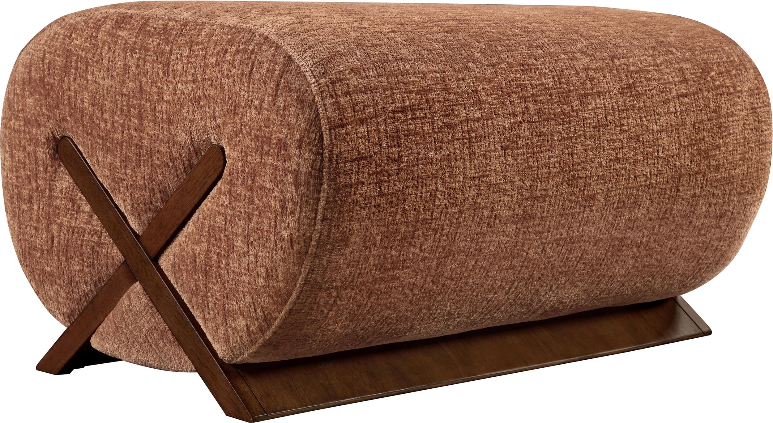 Meridian Furniture Akira Cognac Upholstered Ottoman