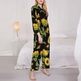 thumbnail image 4 of Kll Bees And Sunflowers Print Women'S Long Sleeve Pajamas With Pants Sleepwear Loungewear 2 Set-Large, 4 of 9
