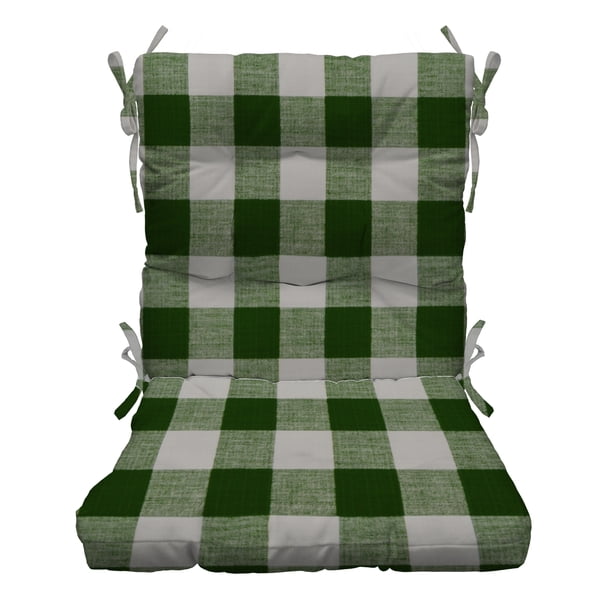 RSH Décor Indoor Outdoor Tufted High Back Chair Cushion, Green Buffalo