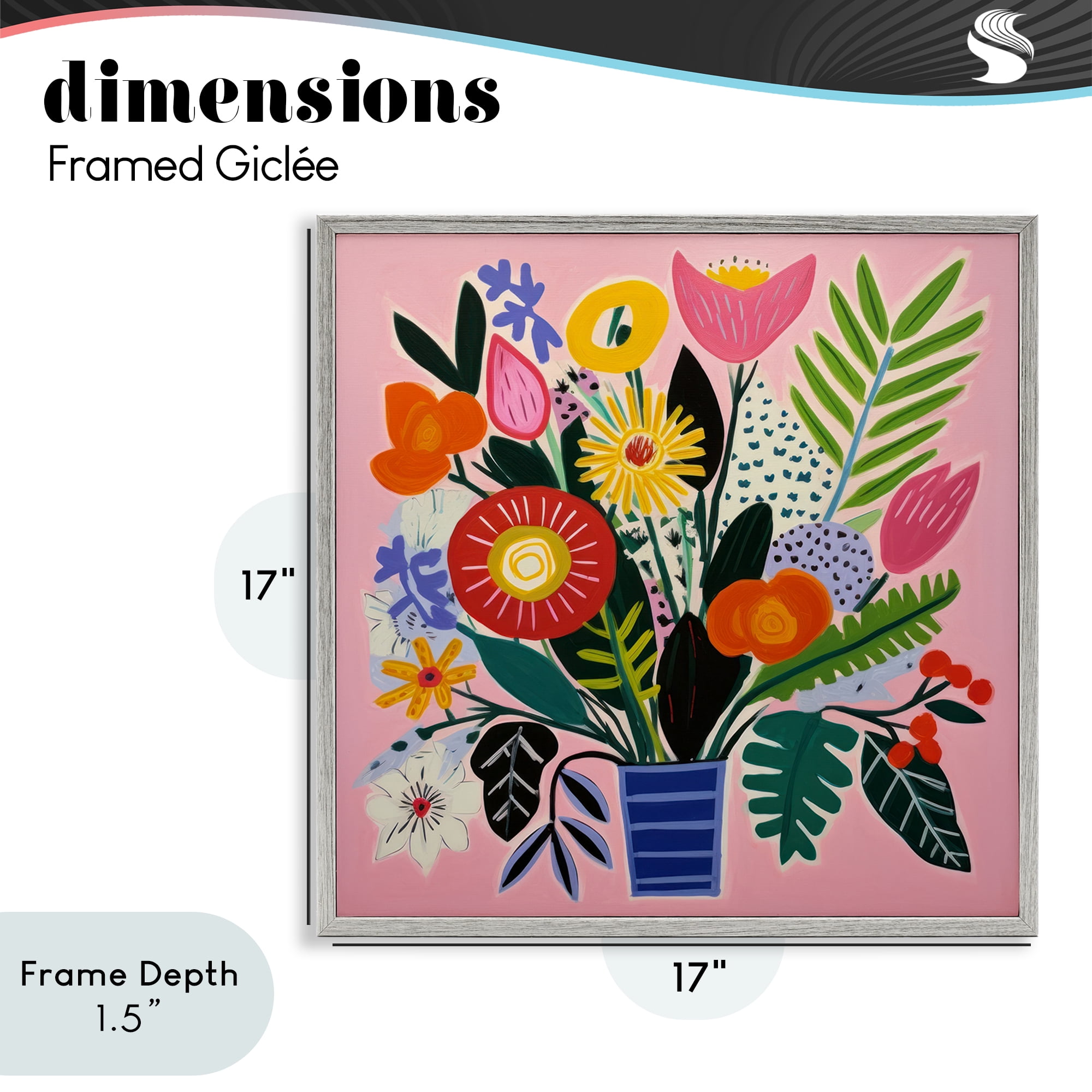 Stupell Industries Floral Flourish Summer Bouquet Gray Framed Giclee Art, design by Lazar Studio