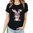 thumbnail image 4 of Pantalones Cortos para las Mujeres Sexy Pascua Moda Impresión Cuello Redondo Tee, Poliéster Ligero Casual Top para Primavera Verano Diario, Blusa de Suéter, 4 of 4