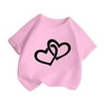 thumbnail image 2 of WhouRiu Girls' T Shirts Short Sleeve Love Prints Tee Shirts Children Comfy Tough T-Shirt Pink,Sizes 1-2, 2 of 4