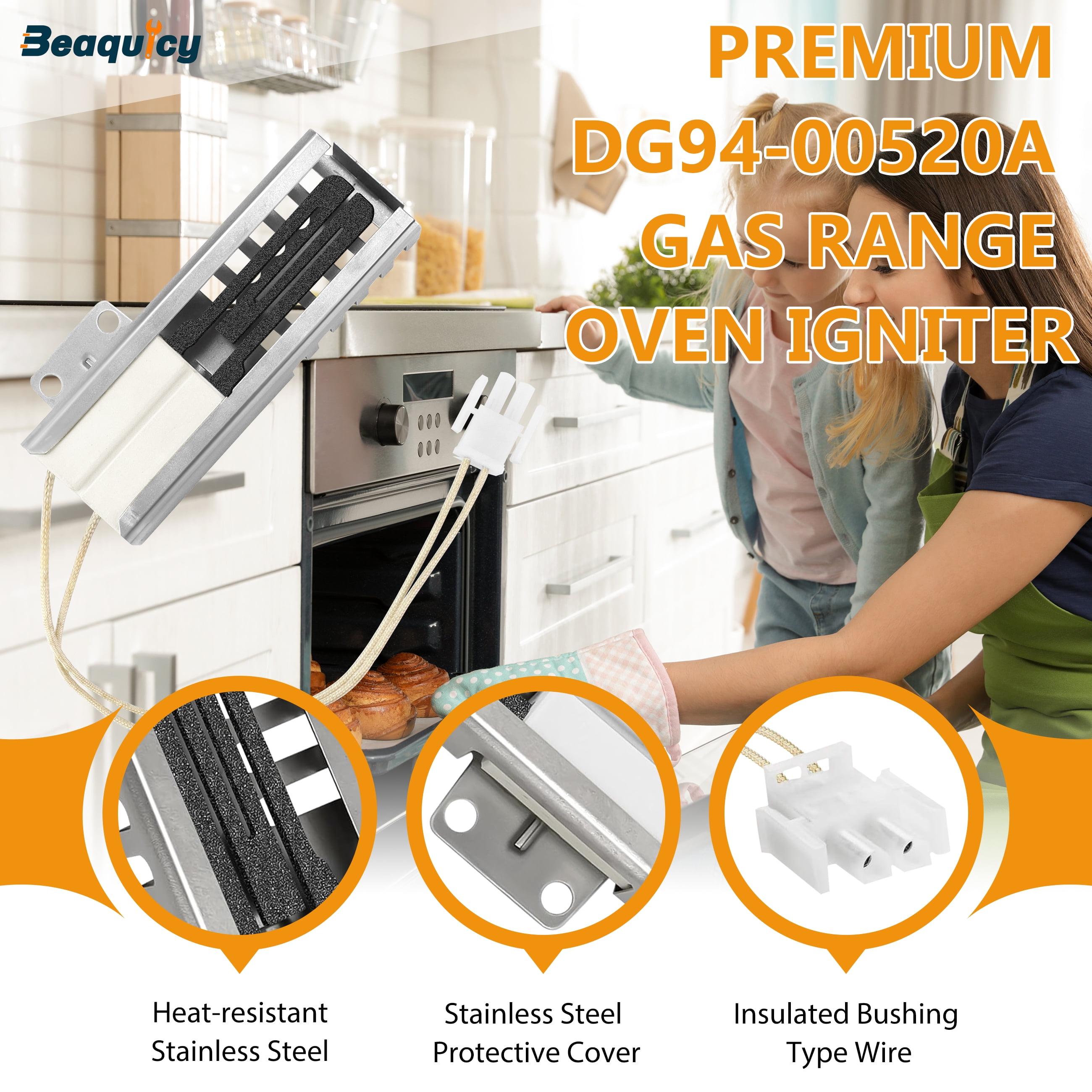 Beaquicy DG94-00520A Gas Igniter Range Oven Compatible with Gas Oven NX58H5600SS Nx58h9500ws Nx58f5500ss