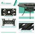 thumbnail image 5 of VIVIJASON 9-Piece Outdoor Furniture Dining Set, Rust-Free Cast Aluminum Patio Conversation Set, Include 8 Swivel Dining Chairs & 61" Round Dining Table with 31" Lazy Susan, Umbrella Hole, Khaki, 5 of 7
