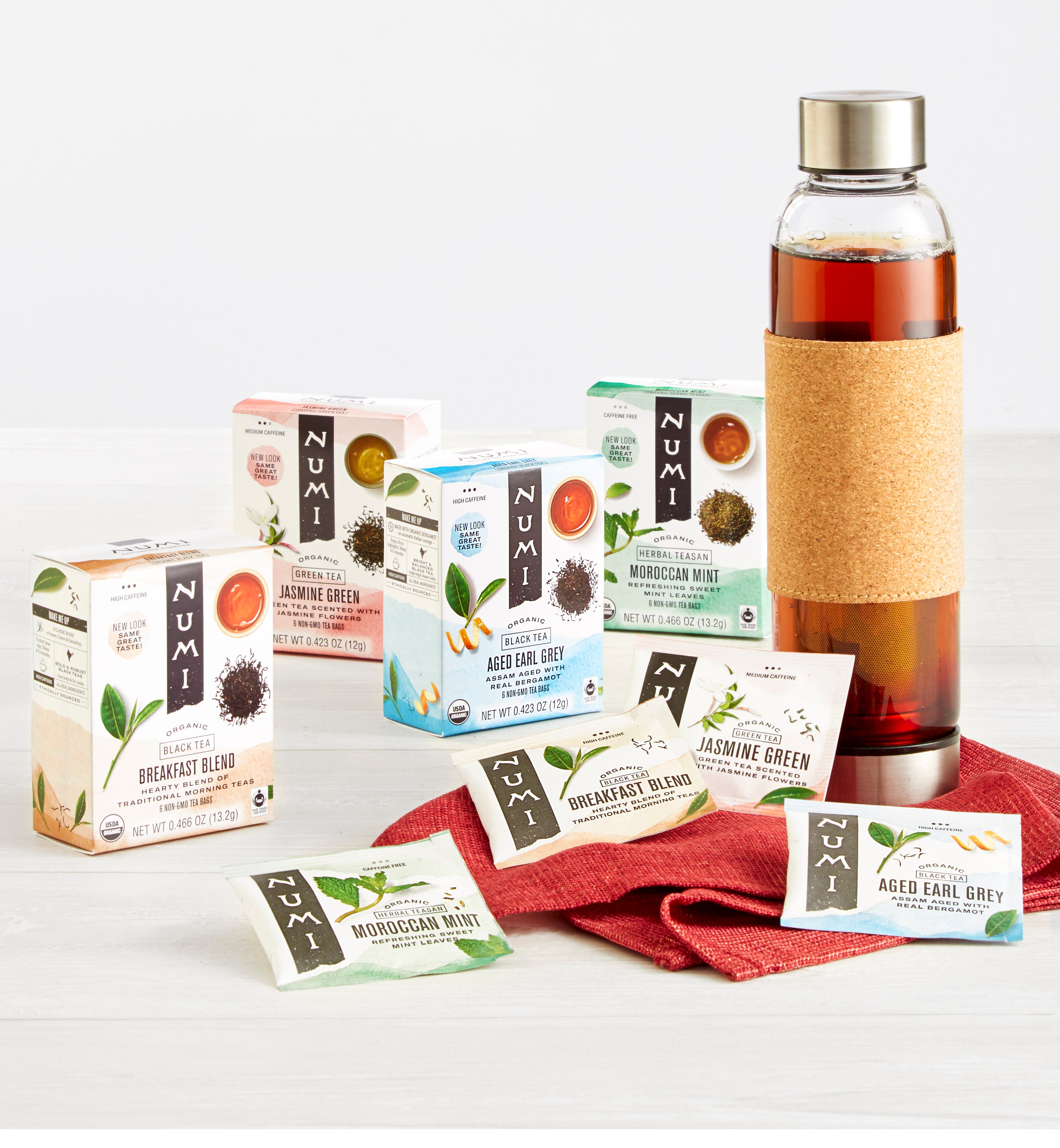 Touch Organic TEA-TO-GO Teas & Glass Bottle/Tumbler/Infuser Set NEW In Box!