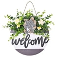 thumbnail image 1 of Letrero de bienvenida para puerta de entrada, corona de flores, hojas artificiales, guirnalda para boda, primavera Estilo 1, 1 of 8