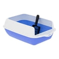 thumbnail image 1 of Caja de arena para gatos semi cerrado de lado alto baño gato recipiente de arena para gato bandeja de arena para mascotas de arena para salto de arena azul, 1 of 8