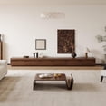 thumbnail image 2 of 142" Large Living Room TV Stand with Storage, Mid Century Modern TV Consoles Dark Wood Entertainment Center Floor Television Stands Modular Media Console, 2 of 5