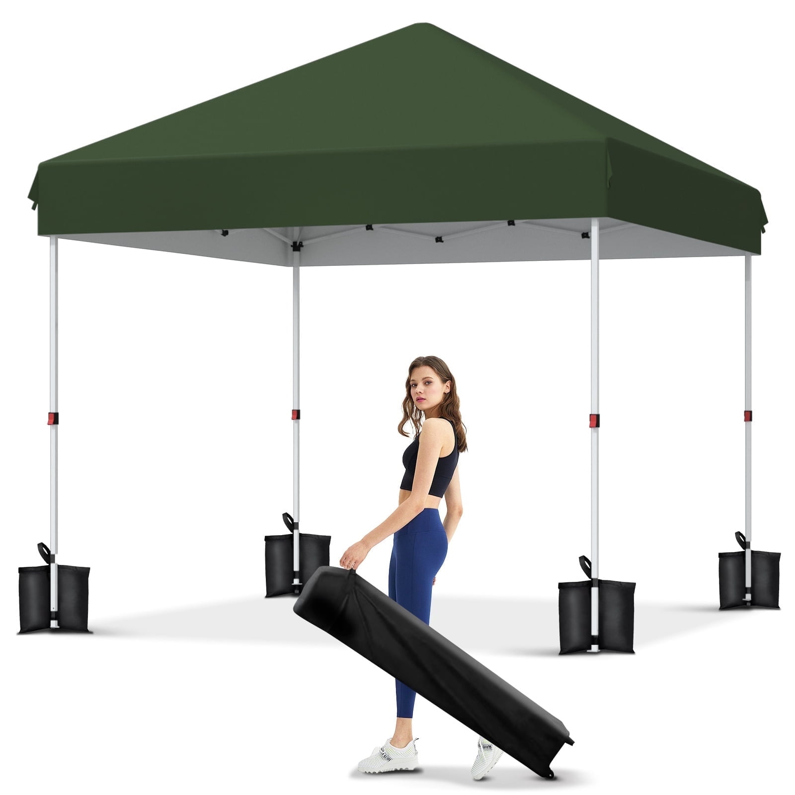 Garvee Outdoor 10x10 ft Pop-up Canopy, One Button Push Setup, Heavy Duty, Portable Roller Bag, Green