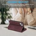 thumbnail image 4 of Wallet Case for iPhone 13 6.1 inch, Retro Matte 9 Card Holder Slots Zipper Pocket Case PU Leather Magnetic Closure Kickstand with Wrist Strap Folio Flip Case - Wine Red, 4 of 15