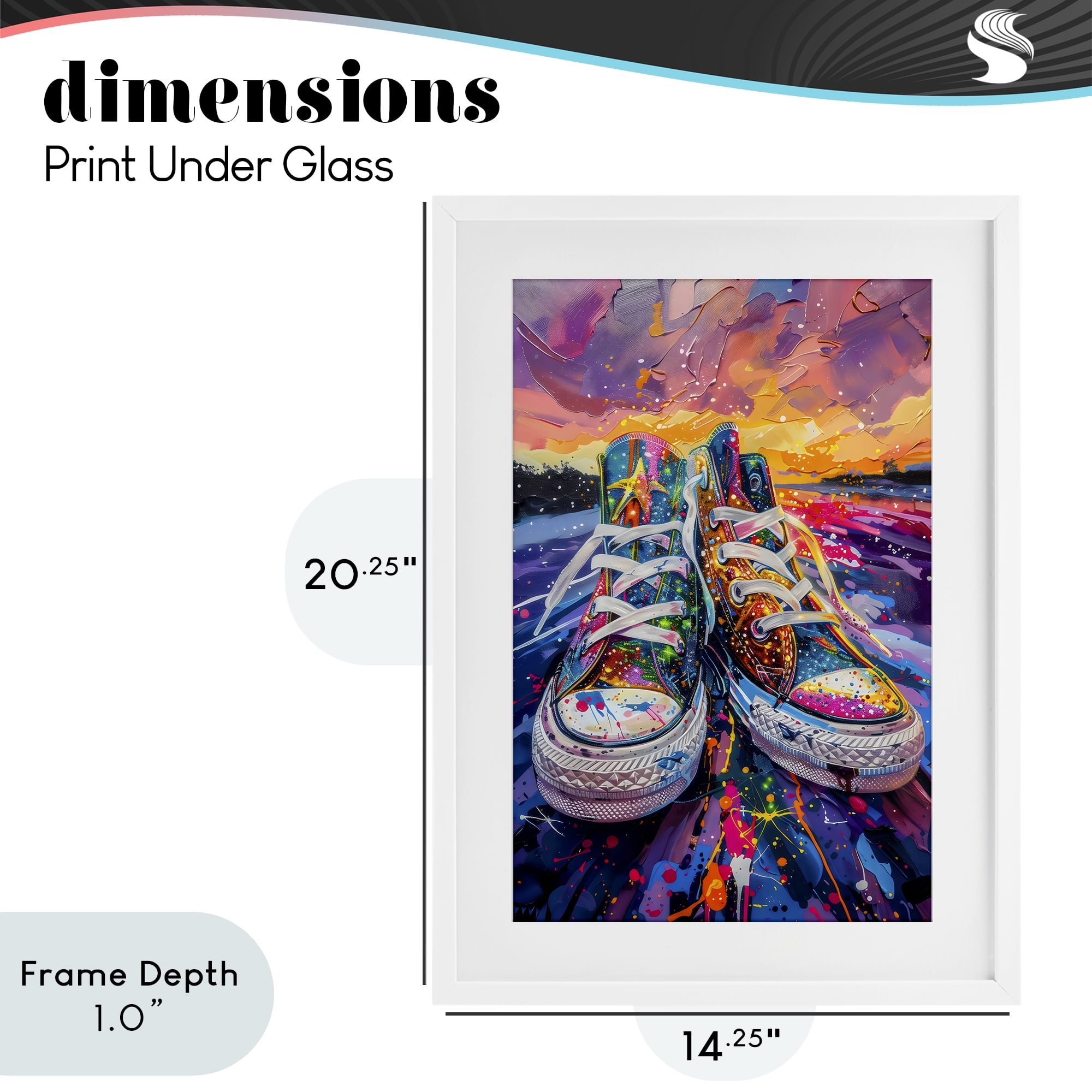 Stupell Industries Vibrant Sneakers at Sunset White Framed Print Under Glass, design by Creative Studio