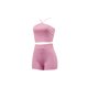thumbnail image 5 of VISgogo Traje de ocio transpirable de verano para mujer, camisola + pantalones cortos sin mangas con correa cruzada de color sólido de estilo simple para mujer VISgogo moda, 5 of 8