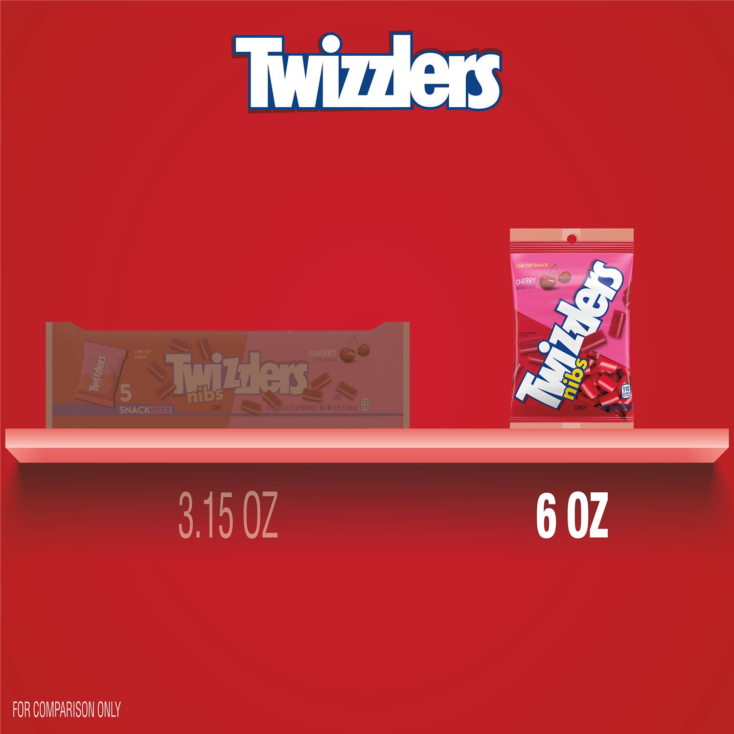 (6 pack) TWIZZLERS NIBS Cherry Flavored Licorice Style Candy Bag, 6 oz