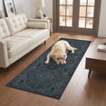 thumbnail image 2 of Hallway Runner Rug 2'x6', Navy Blue Boho Kitchen Runner Rugs Non-Slip Carpet Mats, Retro Ethnic Tribe Abstract Art Bedside Rugs Runners Washable Floor Carpet for Bathroom Laundry Room, 2 of 8