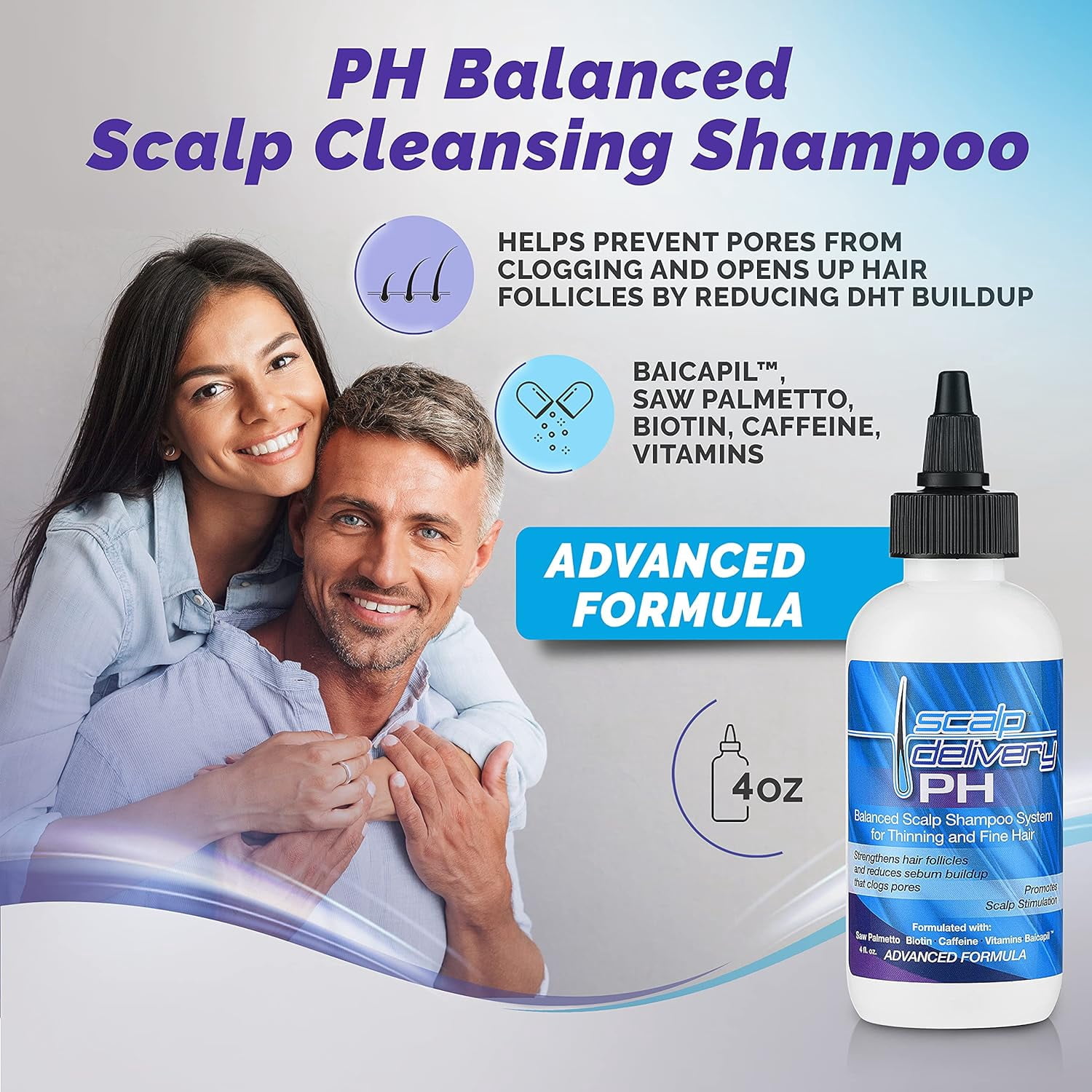 Scalp Delivery PH Balancing Scalp Cleansing Shampoo for Thicker, Healthier Hair - high performance Treatment for Men and Women with Biotin, Saw Palmetto, and Vitamin B-6