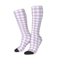 thumbnail image 2 of Bingfone Compression Socks for Women and Men Long Socks for Running Athletic Cycling Nurse-Purple Checkboard, 2 of 8