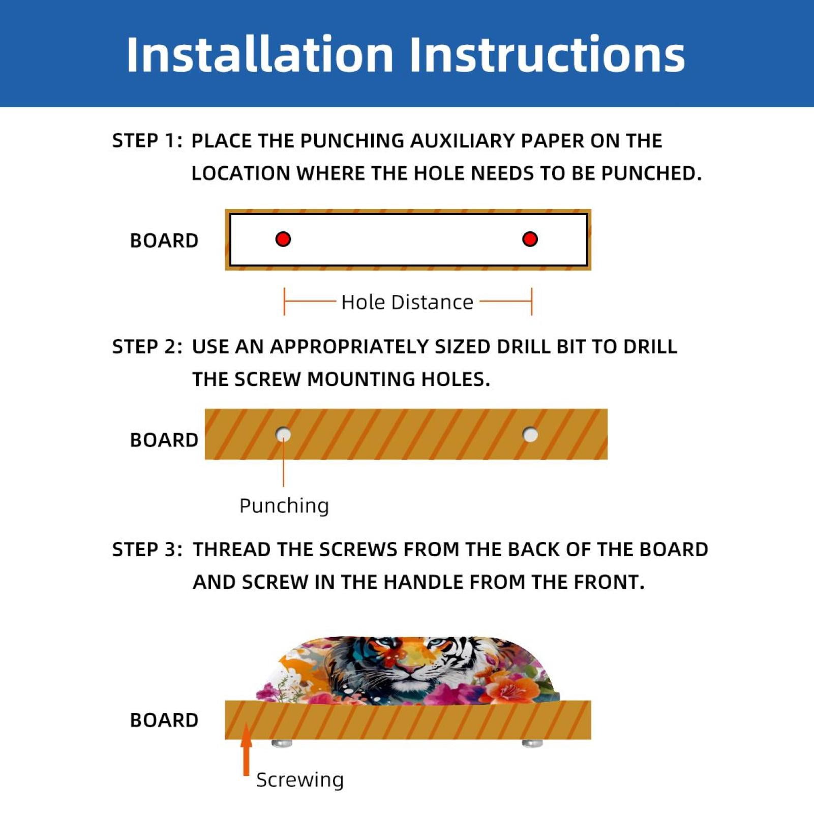 PhooArto 6 Pcs Cup Drawer Pulls, Splashes Tiger Flowers Pattern Shell Shape Handles Cabinet Knobs for Dresser Cupboard Closet Wardrobe with Screws