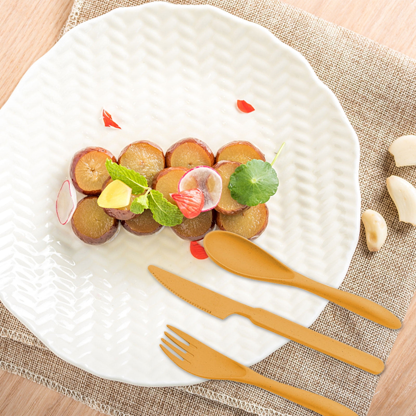 PENGXIANG 3/4Pcs Réutilisables Voyage Portable Cuillère En Bois Baguettes Fourchette Vaisselle Couverts