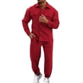 thumbnail image 1 of Uinagy Men's Autumn and Winter Fashion Jacket Button Coat Pants Two-Piece Suit, 1 of 9