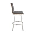 thumbnail image 3 of Nikole 26" Counter Height Swivel Bar Stool in Brushed Stainless Steel Finish and Gray Faux Leather, 3 of 5