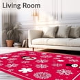 thumbnail image 2 of ODIKA 5'x7' Machine Washable Non-Slip Area Rug, Winter Wonderland With Playful Snowman And Stylized Snowflake Motifs High Traffic Rug, Red, 653919, 2 of 7