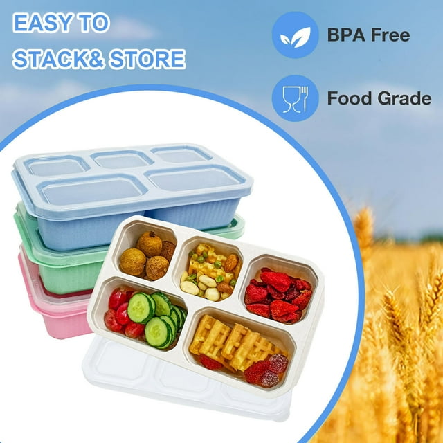 HBFAGFB Snack Storage Containers Reusable Lunch Box 4pcs for School Work Travel Going Out Pink