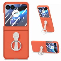 Dteck Compatible Phone Case for Motorola Razr 40 Ultra 2023 Case with Ring Stand,Slim Lightweight Hard PC Protective Ring Case for Motorola Razr 40 Ultra Cover Case,Orange