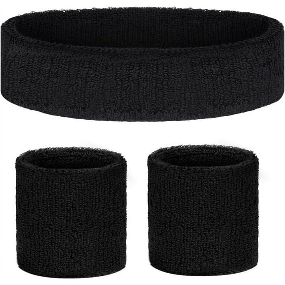 Athletic Headband & Wristbands, Durable Terry Cloth Workout Accessories for Men & Women, Non-Slip & Ultra Comfy Gear for Gym, Running, Tennis
