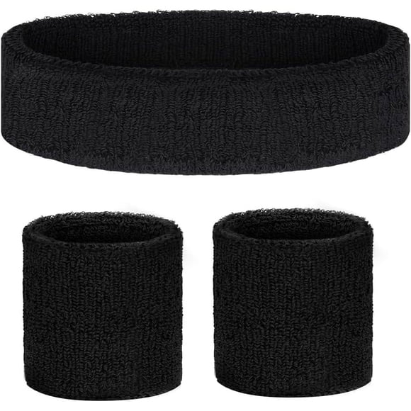 Ultimate Sports Accessories, Non-Slip Stay in Place Sweatbands, Extra Thick & Absorbent Fabric for Maximum Moisture Control, Snug Stretch Ensures a Custom Fit, Two-Layer Thick