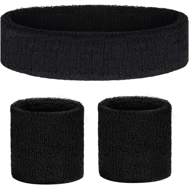 Conjunto de diadema y muñequeras deportivas de algodón, conjunto de diadema antiesguinces y altamente elástica absorbente del sudor, accesorios de fitness para hombres y mujeres