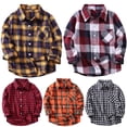 thumbnail image 5 of Hicidod Boys Girls Flannel Plaid Shirt Jacket Long Sleeve Button Down Lapel Shacket Pocketed Shirts Regular Fit Casual Fall Coat Sales, 5 of 6