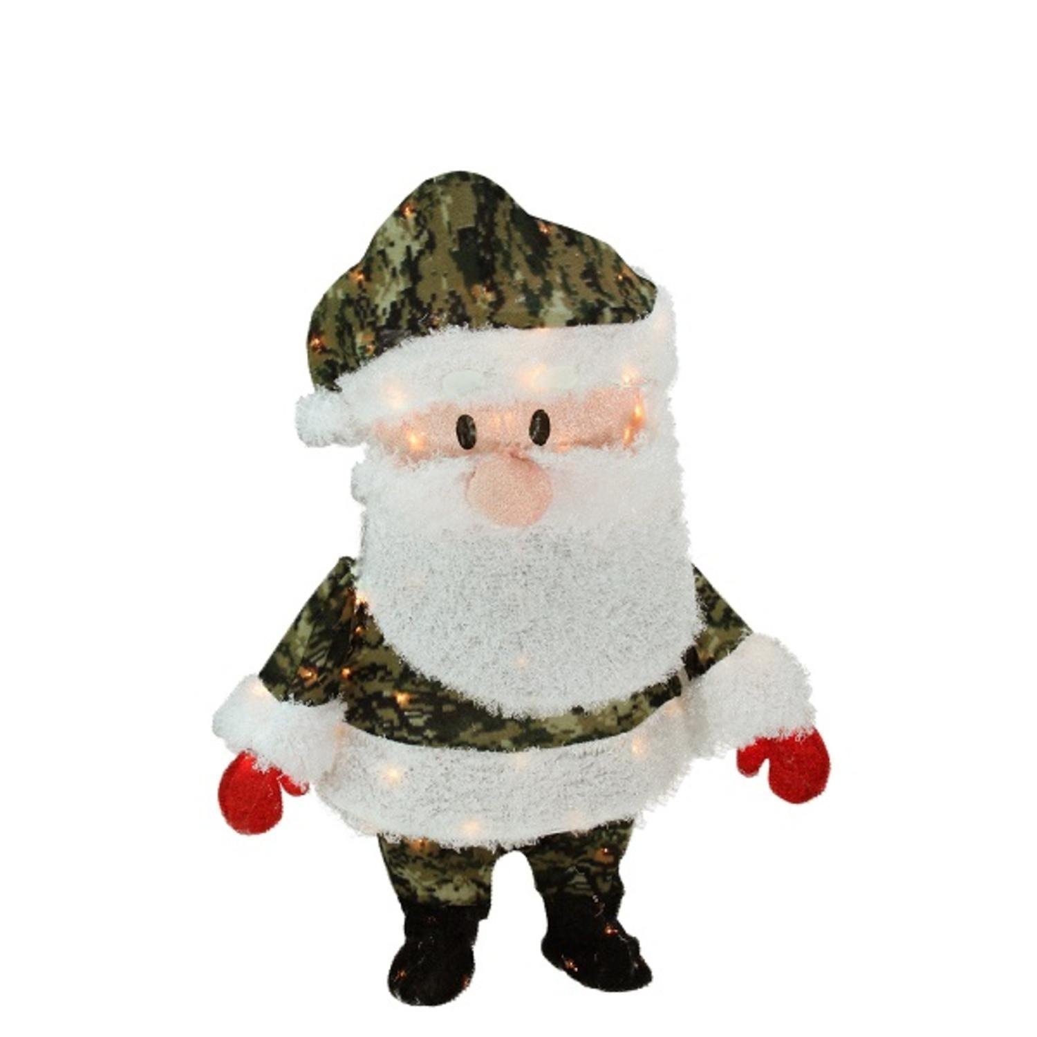 ProductWorks 32&quot; Pre-Lit Candy Cane Lane Camo Santa Claus Christmas
