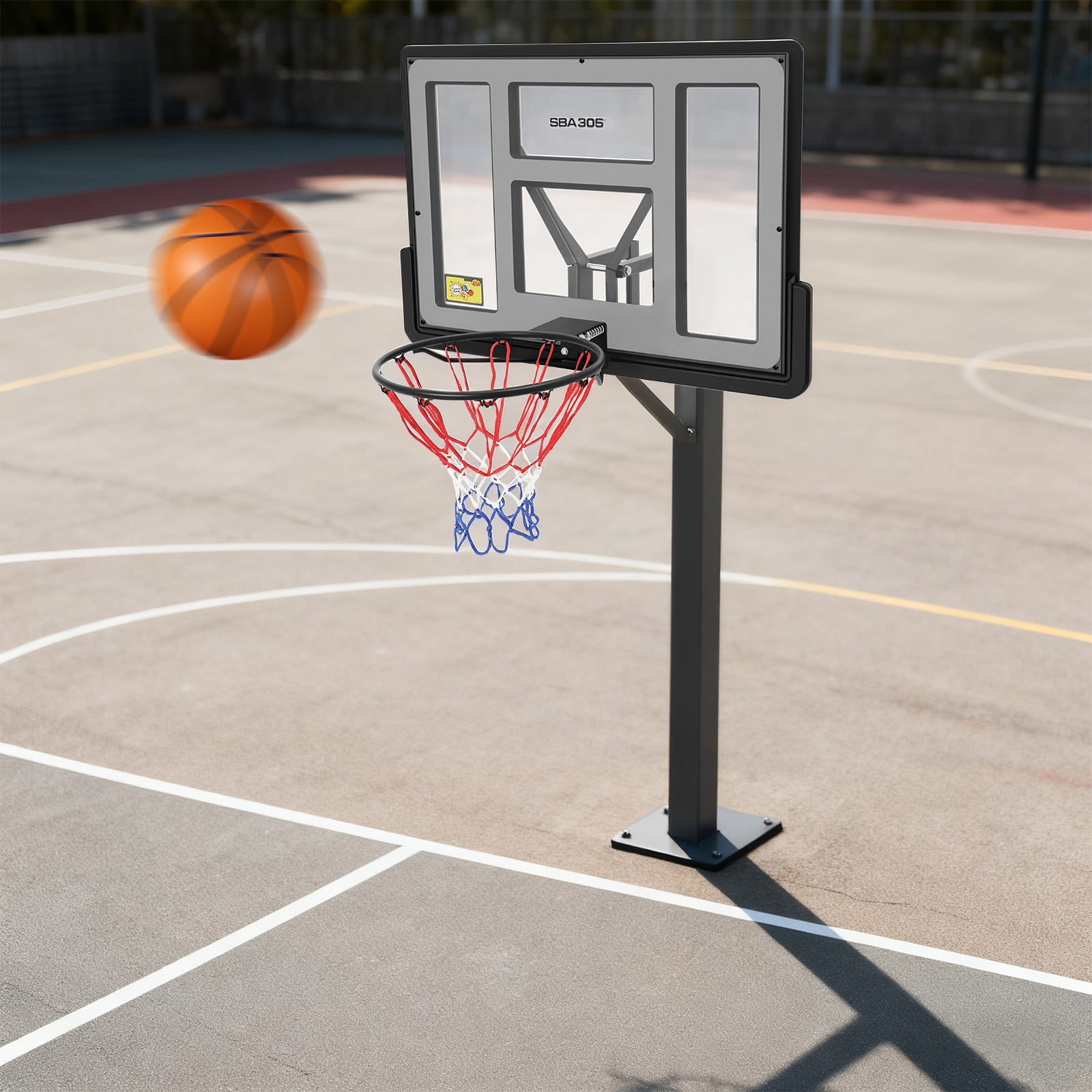 44 " Basketball Hoop In-Ground Shatterproof Backboard Adjustable System Outdoor