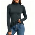thumbnail image 2 of Chiccall Women's Turtleneck Long Sleeve Base Layer Top, Stretchy Slim Fit Thermal Shirt with Thumb Holes for Fall Winter Layering, 2 of 10