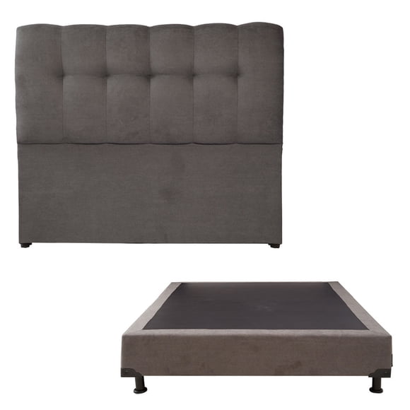 Box Base Cama Individual + Cabecera Nube Gris Dicasa Bless