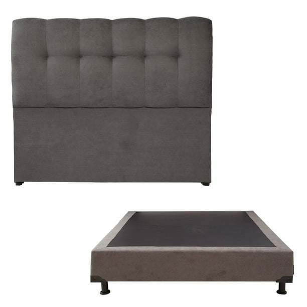 Box Base Cama Matrimonial + Cabecera Nube Gris Oscuro
